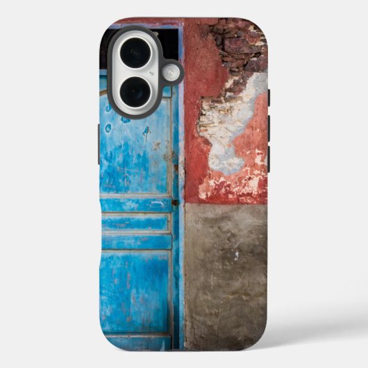 Kleurrijke muur met blauwe deur Case-Mate iPhone case (Achterkant)