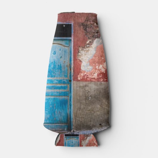 Kleurrijke muur met blauwe deur flesjeskoeler (Voorkant)