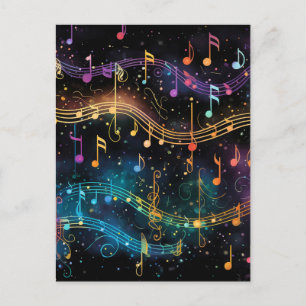 Kleurrijke Muziek 's Nachts Briefkaart