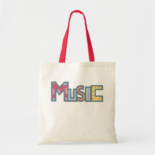 Kleurrijke muziek sticker tote bag