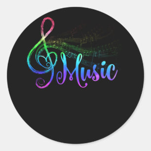 Kleurrijke muziek Treble Clef Musical Note Ronde Sticker