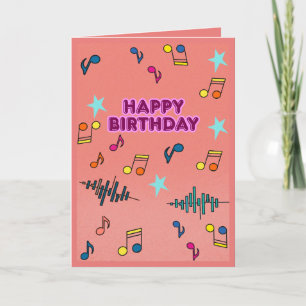 Kleurrijke Muziekmuziek Verjaardagskaart Kaart