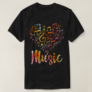 Kleurrijke Muzieknote Harten Ontwerp T-shirt