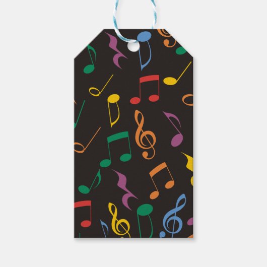 Kleurrijke Muzieknoten Cadeaulabel (Voorkant)