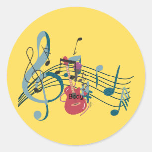 Kleurrijke muzieknoten Gitaar en microfoon sticker
