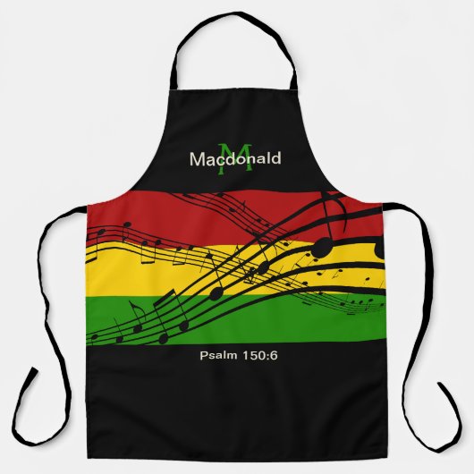 Kleurrijke muzieknoten | Monogram gepersonaliseerd Schort (Voorkant)