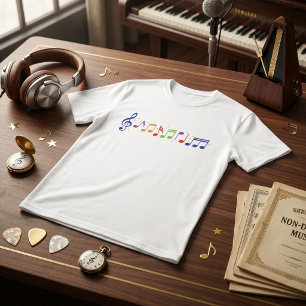 Kleurrijke muzieknoten Sleutel muziek T-shirt
