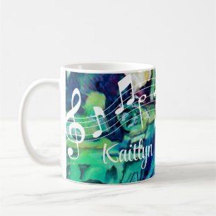 Kleurrijke Muzieknoten Turquoise Blue Gepersonalis Koffiemok