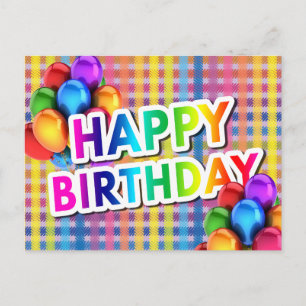 Kleurrijke Mylar Balloons HAPPY BIRTHDAY Briefkaart