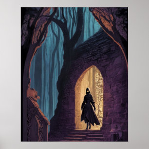 Kleurrijke Mysterieuze Scène Digitale Kunstwerk Sc Poster