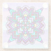 Kleurrijke Mystieke Mandala in Paarse en Blauwe Glazen Onderzetter (Achterkant)