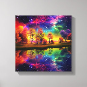 Kleurrijke nachtsterren canvas afdruk