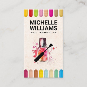 Kleurrijke nagels   Nagellak fles en borstel Visitekaartje