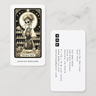 Kleurrijke nagelstyliste tarotkaart zwarte visitek visitekaartje