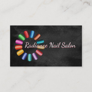 Kleurrijke Nail Salon Rainbow en Black Rococo Visitekaartje