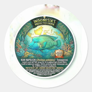 Kleurrijke Napoleonvis Kunst - Zeldzame Indonesisc Ronde Sticker