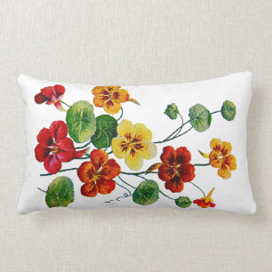 Kleurrijke Nasturtiums Nep Geborduurd Kussen