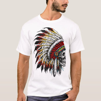 Kleurrijke Native American Chief Skull Actieve T-S T-shirt