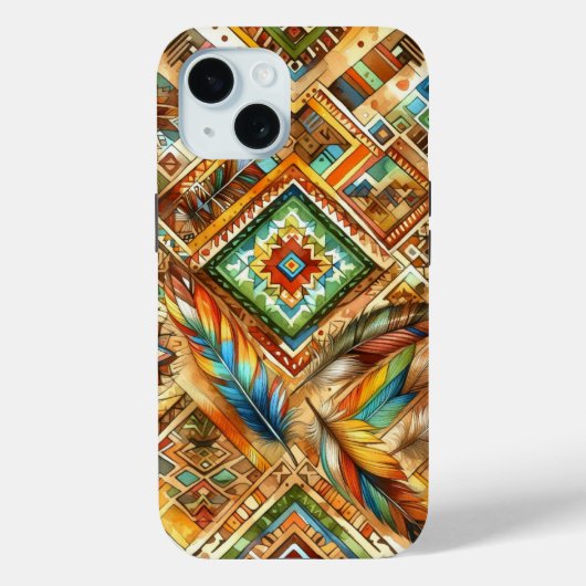 Kleurrijke Native American Print iPhone Case (Achterkant)