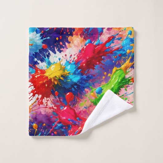 Kleurrijke natte verf splash ontwerp bad handdoek (Wasdoekje)