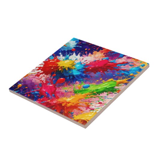 Kleurrijke natte verf splash ontwerp tegeltje (Zijkant)