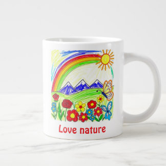 Kleurrijke Natuur Tekening voor Natuur Lovers Extra Grote Beker