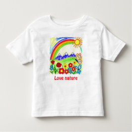 Kleurrijke Natuur Tekening voor Natuur Lovers Kinder Shirts