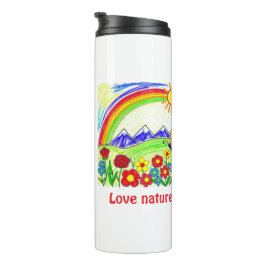 Kleurrijke Natuur Tekening voor Natuur Lovers Thermosbeker