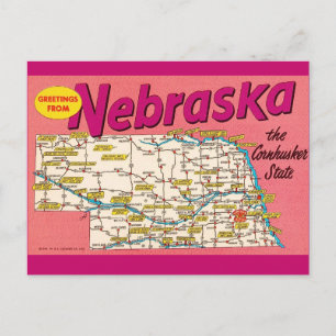 Kleurrijke Nebraska kaart ansichtkaart