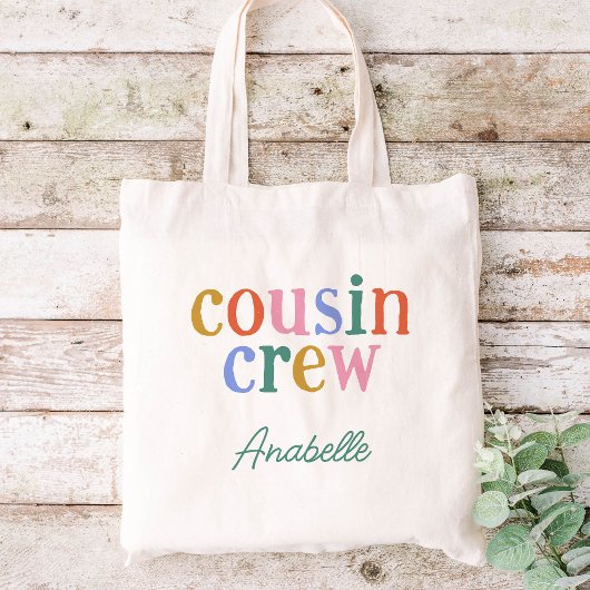 Kleurrijke neef Crew aangepaste naam Tote Bag