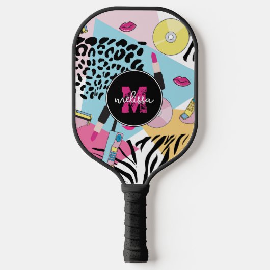 Kleurrijke negentiger jaren negentig Patroon Monog Pickleball Paddle (Voorkant)