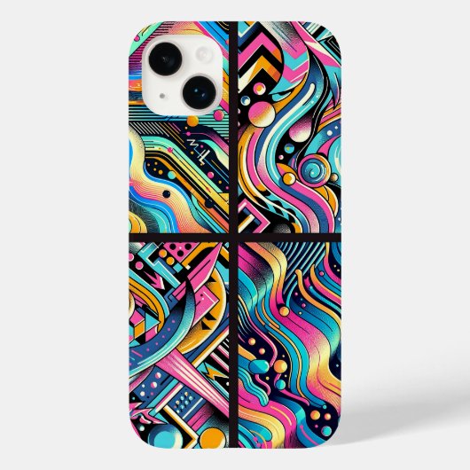 Kleurrijke Neon Bright Abstract 90's Pattern Print Case-Mate iPhone Case (Achterkant)