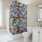Kleurrijke Neon Bright Abstract 90's Pattern Print Douchegordijn (In situ)