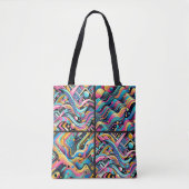 Kleurrijke Neon Bright Abstract 90's Pattern Print Draagtas (Voorkant)
