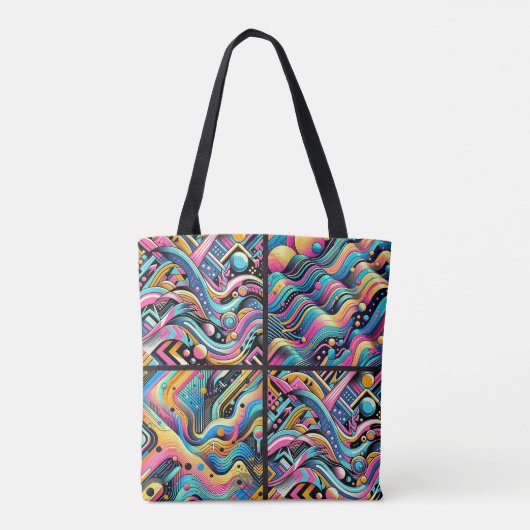 Kleurrijke Neon Bright Abstract 90's Pattern Print Draagtas (Achterkant)
