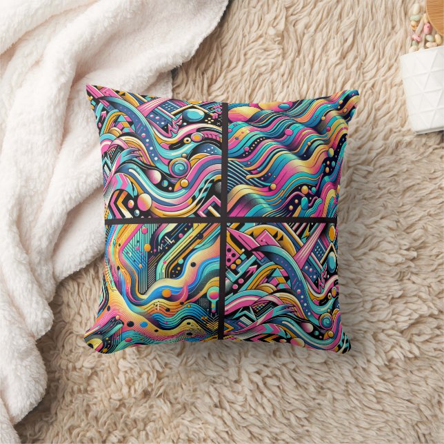 Kleurrijke Neon Bright Abstract 90's Pattern Print Kussen (Deken)