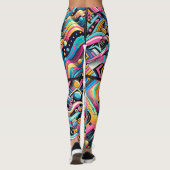 Kleurrijke Neon Bright Abstract 90's Pattern Print Leggings (Achterkant)