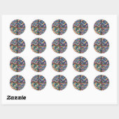 Kleurrijke Neon Bright Abstract 90's Pattern Print Ronde Sticker (Vel)