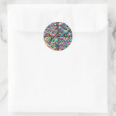 Kleurrijke Neon Bright Abstract 90's Pattern Print Ronde Sticker (Tas)