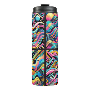 Kleurrijke Neon Bright Abstract 90's Pattern Print Thermosbeker