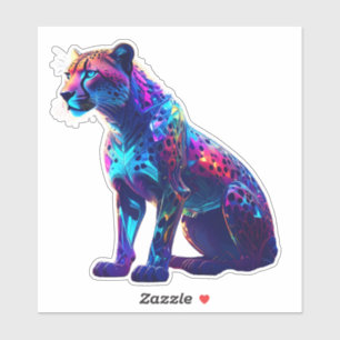 Kleurrijke Neon Cheetah Art - Glowing Wild Cat Sticker