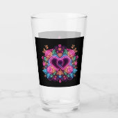 Kleurrijke neon hart Valentijnsdag Glas (Achterkant)