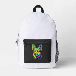 Kleurrijke Neon Hond Vector Portret Bedrukte Rugzak