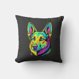 Kleurrijke Neon Hond Vector Portret Kussen
