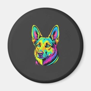 Kleurrijke Neon Hond Vector Portret Magneet