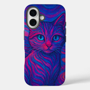 Kleurrijke Neon Kat Illustratie Hoesje iPhone 16