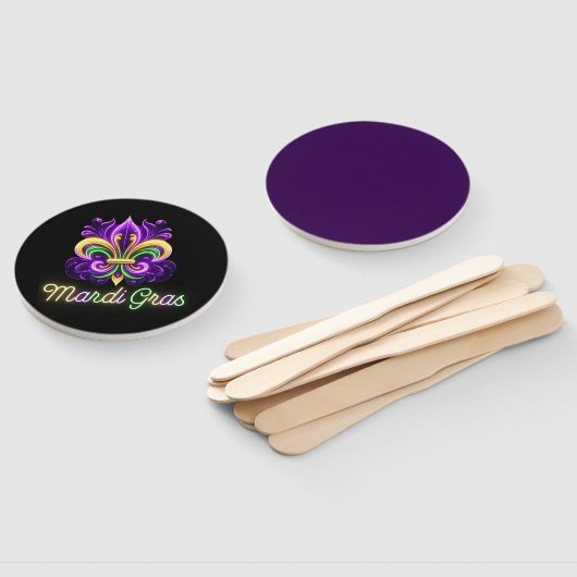 Kleurrijke Neon Mardi Gras Fleur de lis Handwaaier (Niet-gemonteerd)