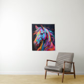Kleurrijke neon paard tapestry wandkleed (In situ)