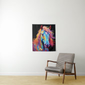 Kleurrijke neon paard tapestry wandkleed (In situ)