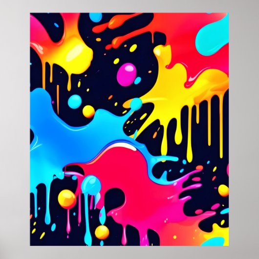 Kleurrijke Neon Paint Splatter Art Poster (Voorkant)